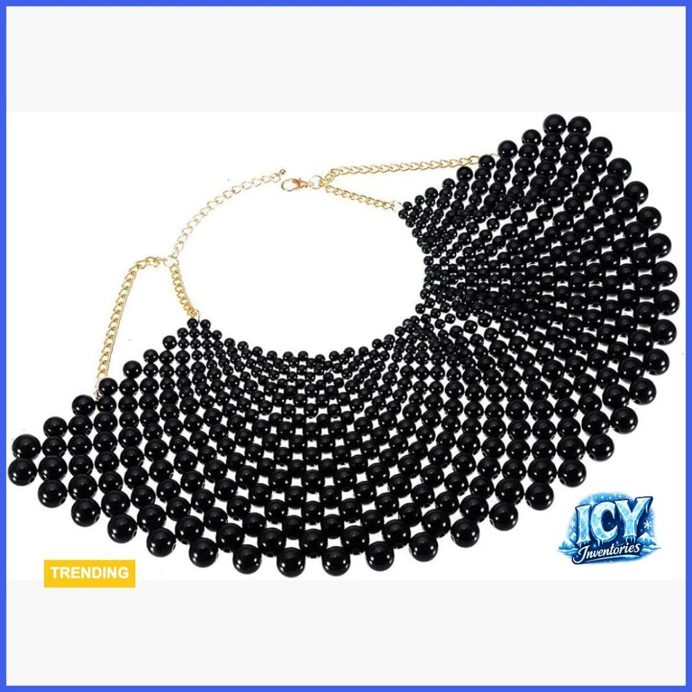 Bib Collar Necklace Chunky Crystal Pearl Resin Beads Chain Choker